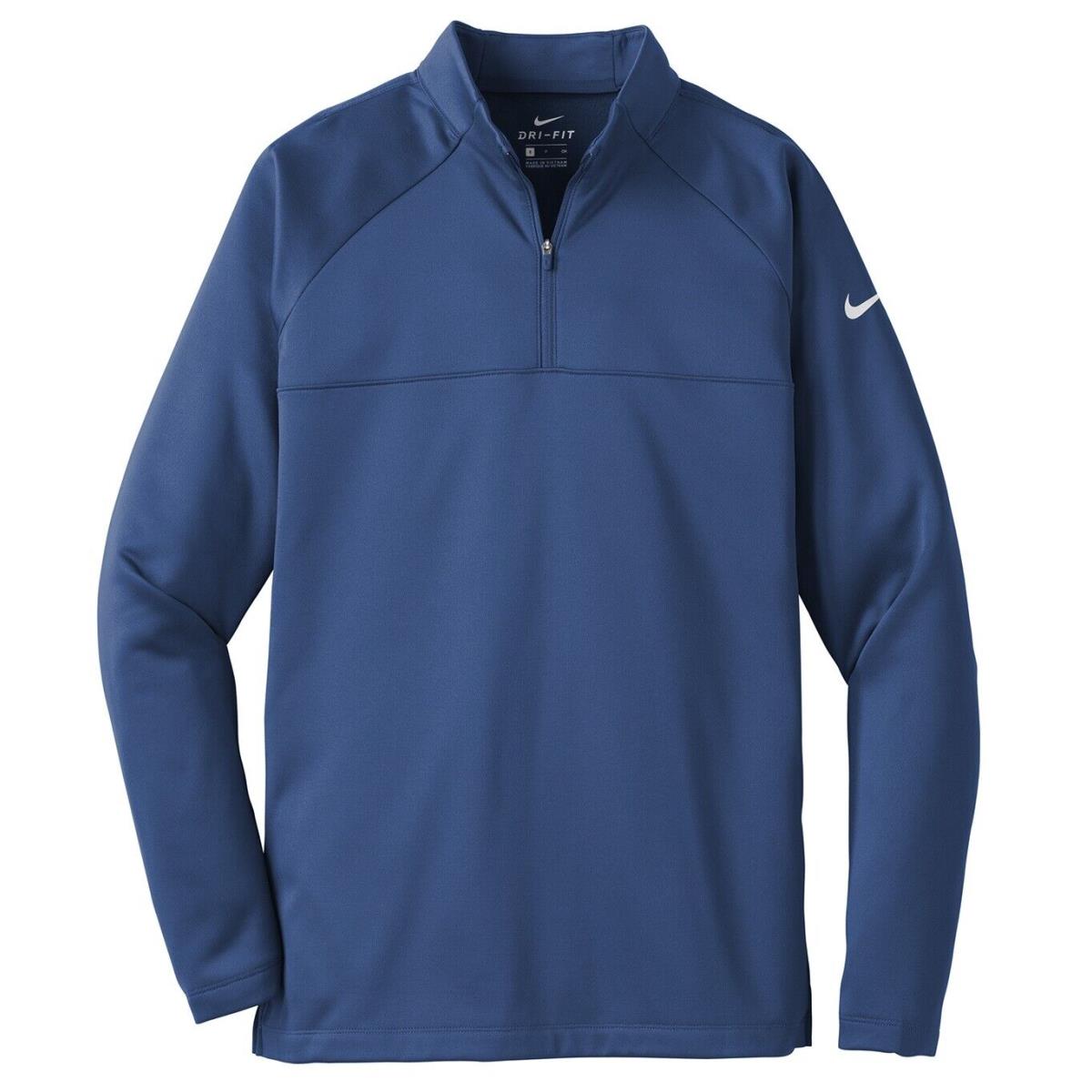 Nike Men`s Insulated Therma-fit 1/2 Zip Fleece Pullover Breaths Wicking XS-4XL Gym Blue/ Gym Blue