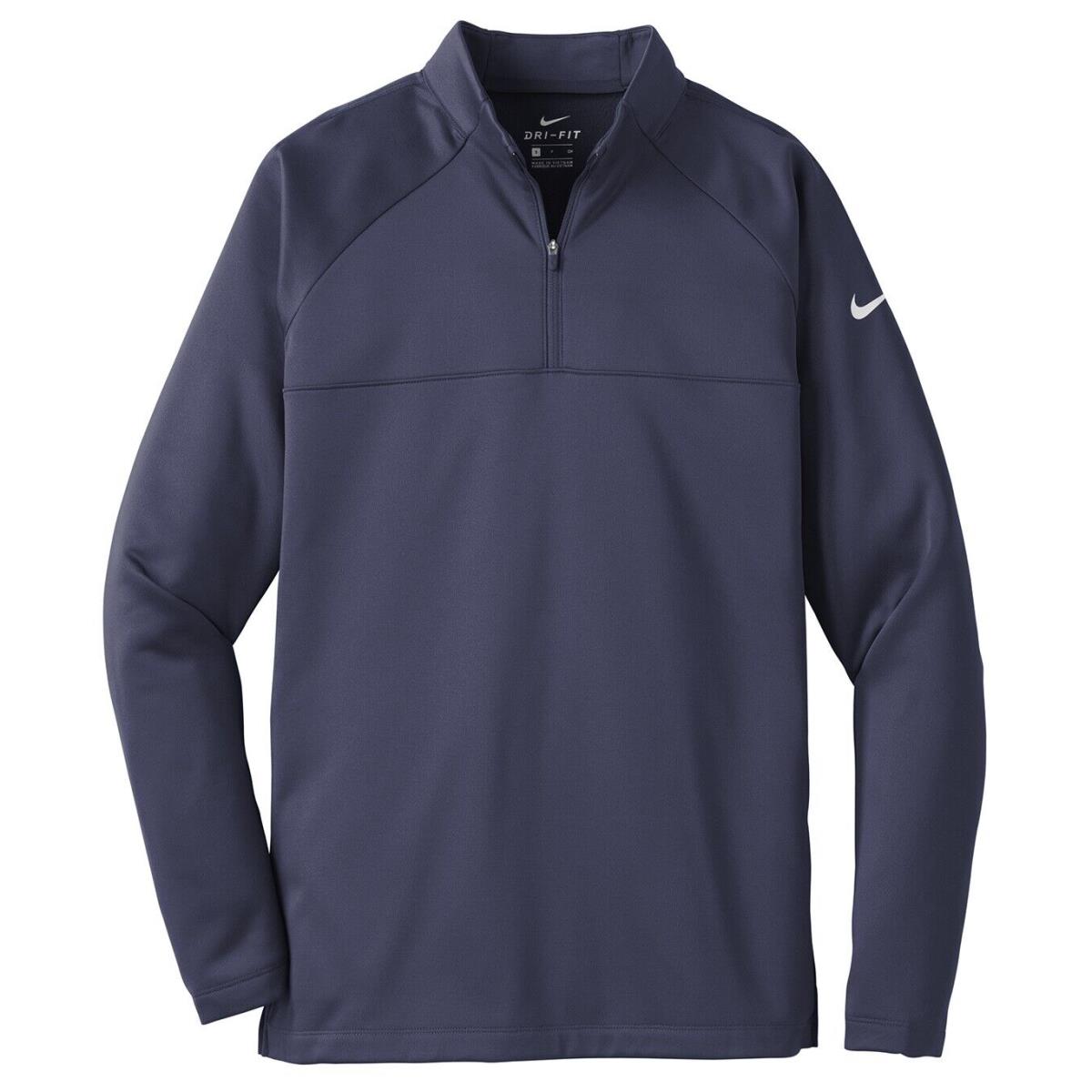 Nike Men`s Insulated Therma-fit 1/2 Zip Fleece Pullover Breaths Wicking XS-4XL Midnight Navy/ Midnight Navy