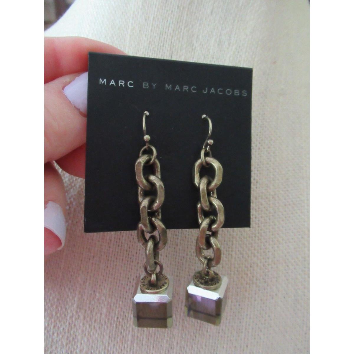 Marc By Marc Jacobs Chain Link Linear Drop Earrings/- Square Bottoms