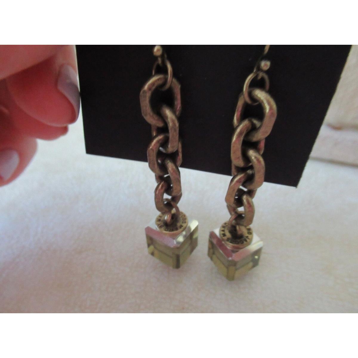 Marc By Marc Jacobs Chain Link Linear Drop Earrings/- Square Bottoms