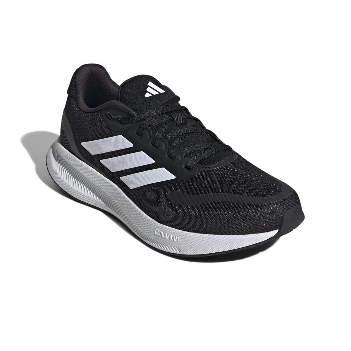 Man`s Shoes Adidas Running Run Falcon 5 Wide Running Shoes - Black/White/Black