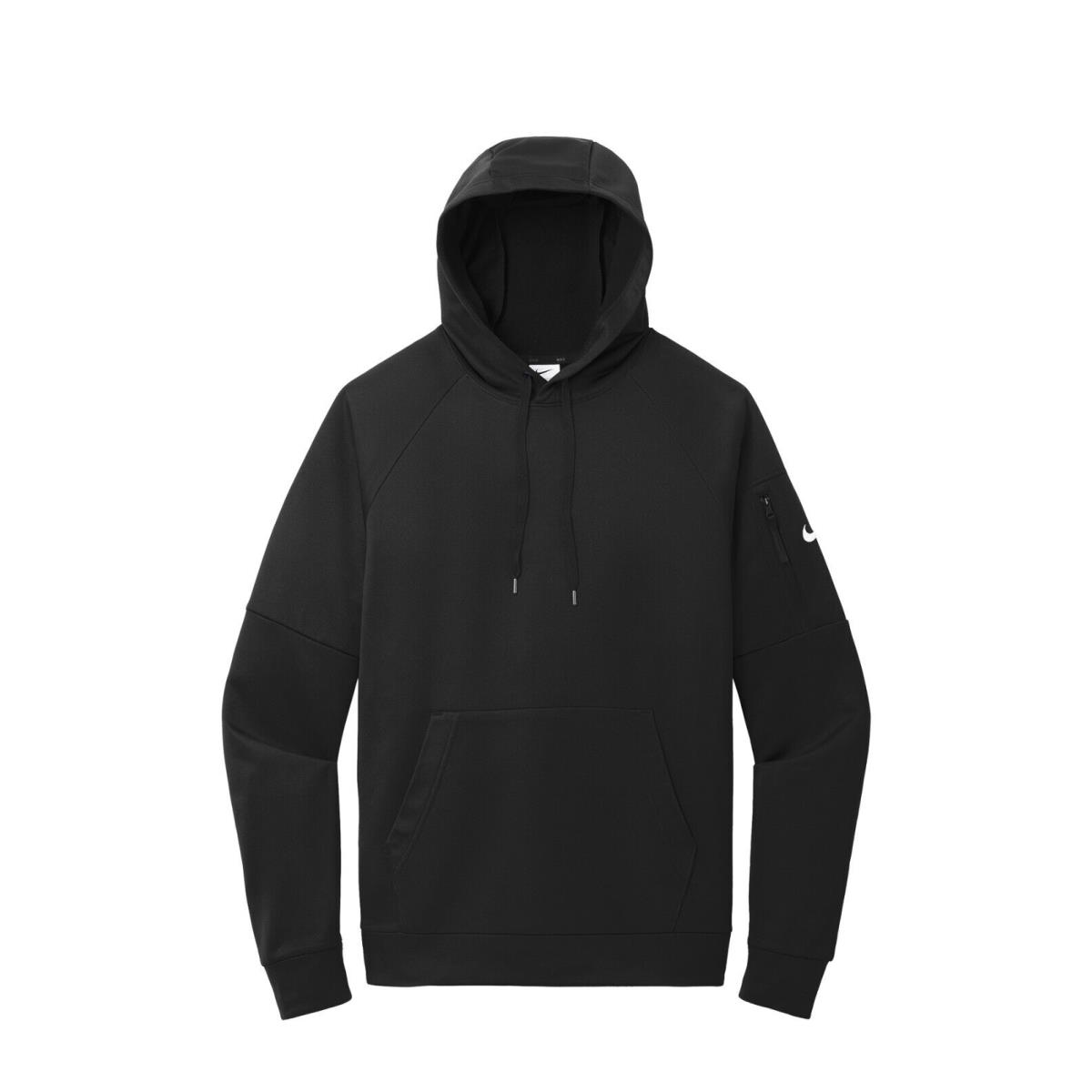 Nike Men`s Therma-fit Fleece Pullover Hoodie Drawcord Hood Arm Pocket XS-4XL Black