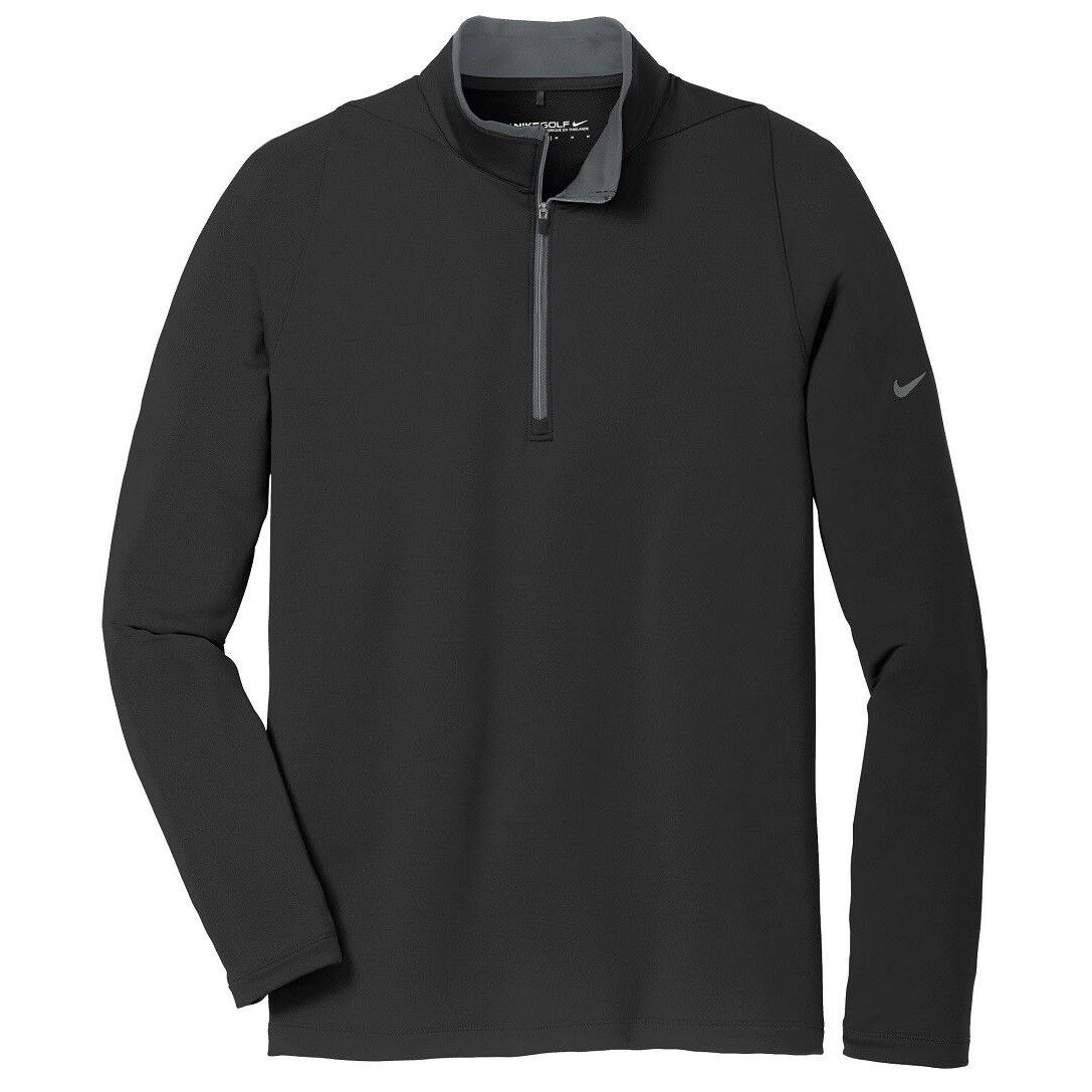 Men`s Nike Dri Fit Poly Blend 1/2 Zip Pullover Wicking Long Sleeve XS-4XL Black / Dark Gray