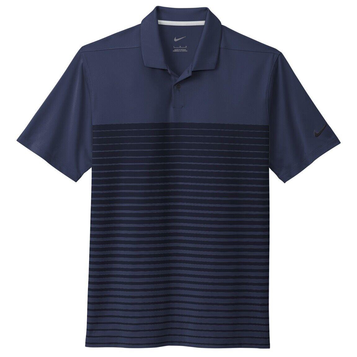 Men`s Nike Dri Fit Moisture Wicking Block Print Polo Short Sleeve. XS-4XL Midnight Navy Blue