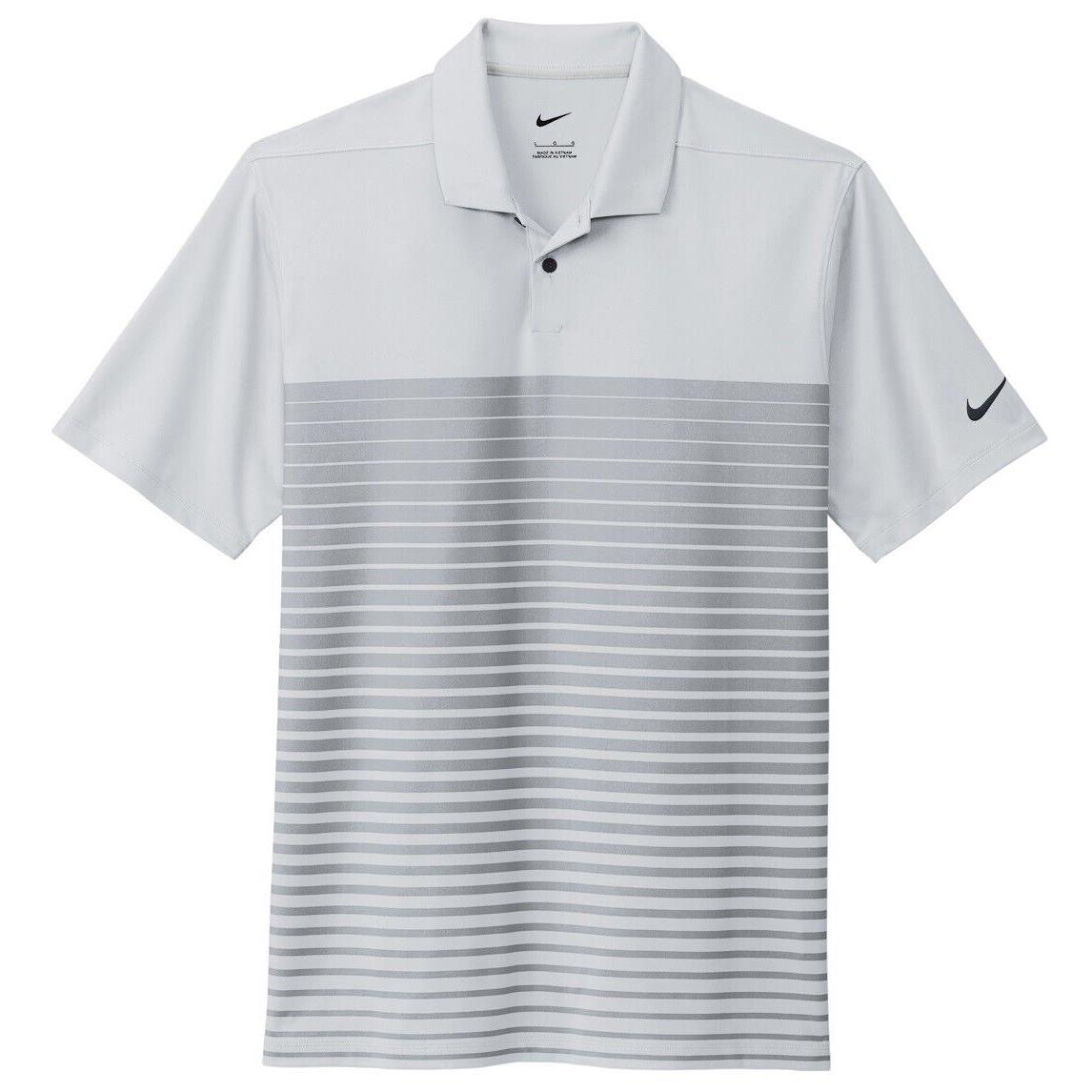 Men`s Nike Dri Fit Moisture Wicking Block Print Polo Short Sleeve. XS-4XL Wolf Gray