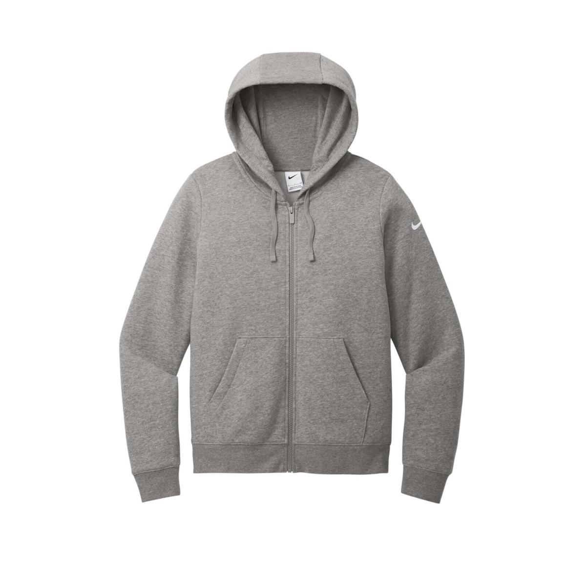 Ladies Nike Brushed Back Fleece Full Zip Hoodie Drawcord Hood Pockets XS-4XL Charcoal Grey Heather