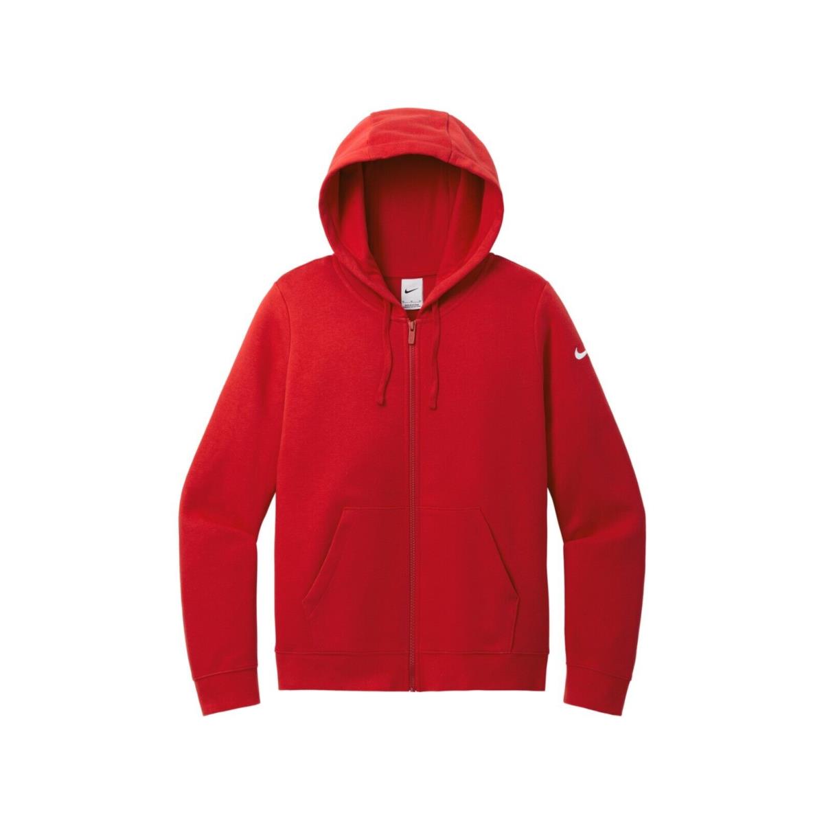 Ladies Nike Brushed Back Fleece Full Zip Hoodie Drawcord Hood Pockets XS-2XL University Red