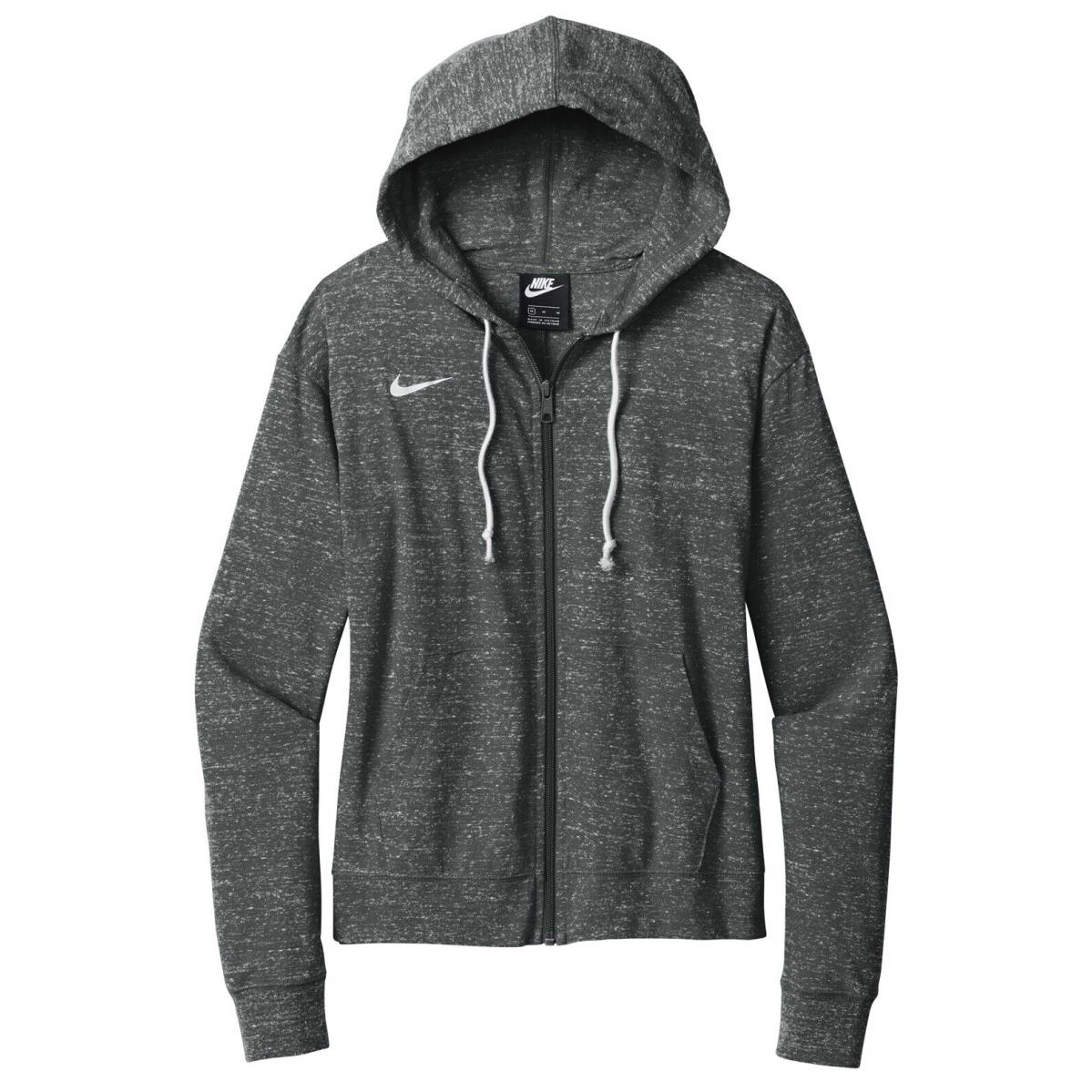 Ladies Nike Sustainable Full Zip Hoodie Lightweight Unlined Drawstring S-2XL Team Anthracite Grey