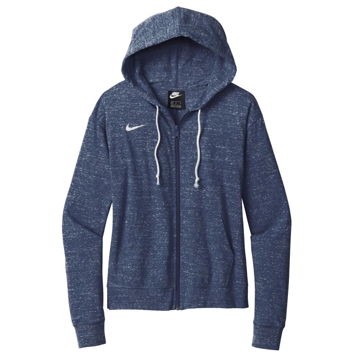 Ladies Nike Sustainable Full Zip Hoodie Lightweight Unlined Drawstring S-2XL Team Navy Blue