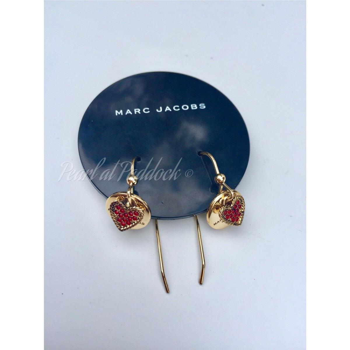 Marc By Marc Jacobs Red Heart Gold Dangle Earrings Love