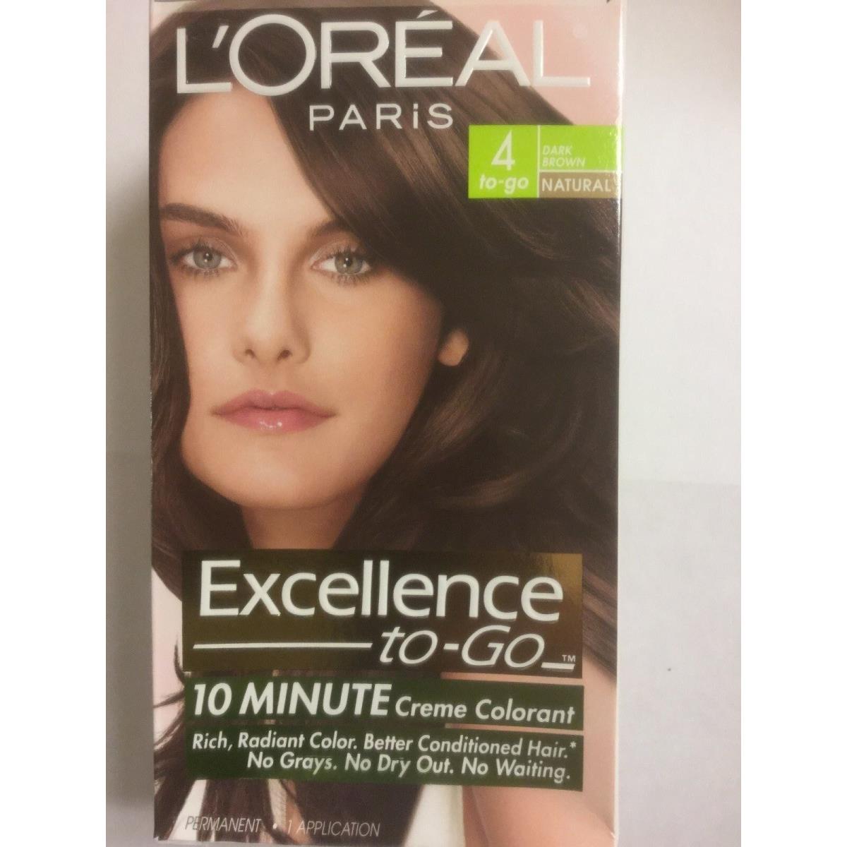 3 X L`oreal Excellence To-go 10-Minute Cr me Coloring Dark Brown 4 Natural