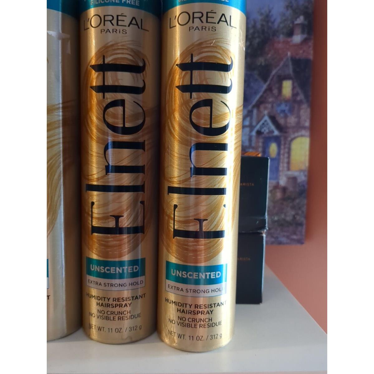 5 L`oreal Paris Elnett Satin Hairspray Extra Strong Hold Unscented 11 oz