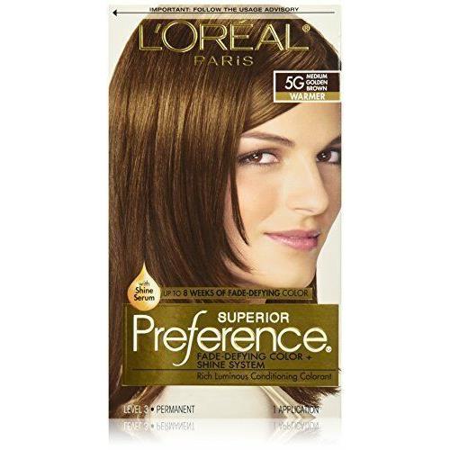 L`oreal Preference Hair Color 5G Medium Golden Brown 1 Application Pack of 3