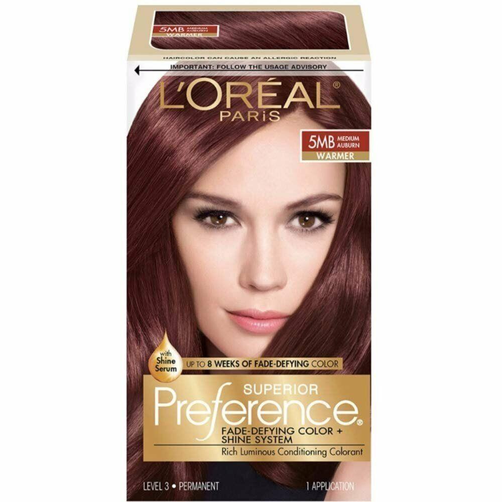 Loreal Preference Hair Color Permanent Fade Defying Medium Auburn Warmer 6R 6Pk