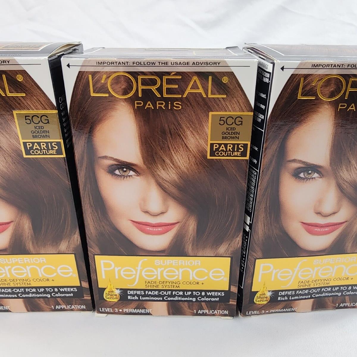 x3 L`oreal Superior Preference Paris Couture Hair Color Iced Golden Brown 5CG