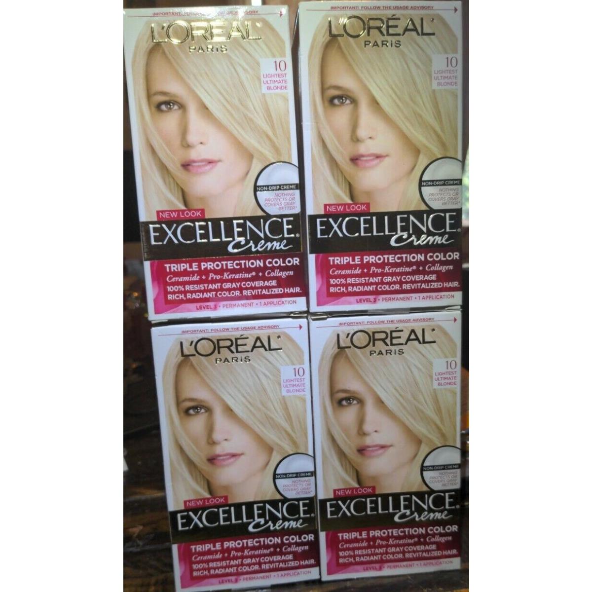 L`oreal Excellence Creme Hair Color 10 Lightest Ultimate Blonde 4 Pack