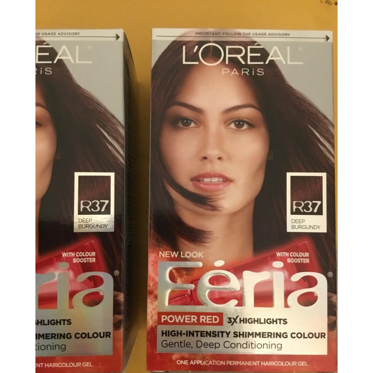 3 X L`oreal Feria High-intensity Shimmering Power Red R37 Deep Burgundy Hair