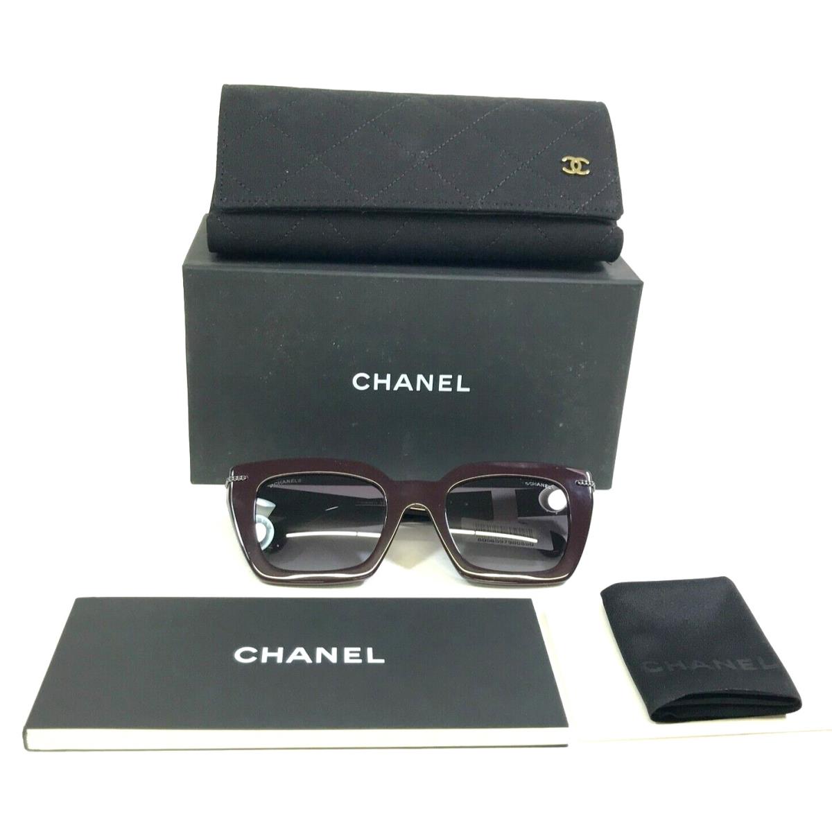 Chanel Sunglasses 5509 c.1461/S6 Burgundy Cat Eye Frames Gray Lenses 51-22-140