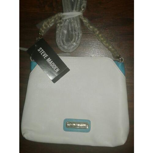 Steve Madden Crossbody Leather Bag Multi Pockets-turquose White