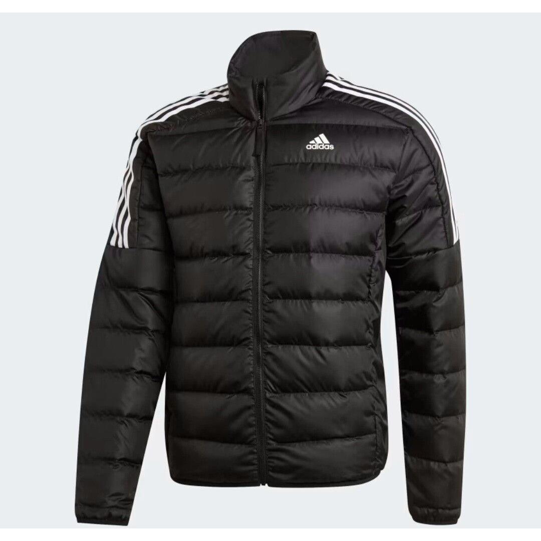 Men`s Large Adidas Essentials Down Filled Polyester Black Jacket GH4589