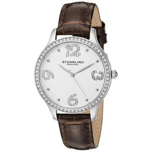 Stuhrling 560.01 Chic 560 01 Vogue Crystal Accented Quartz Leather Womens Watch
