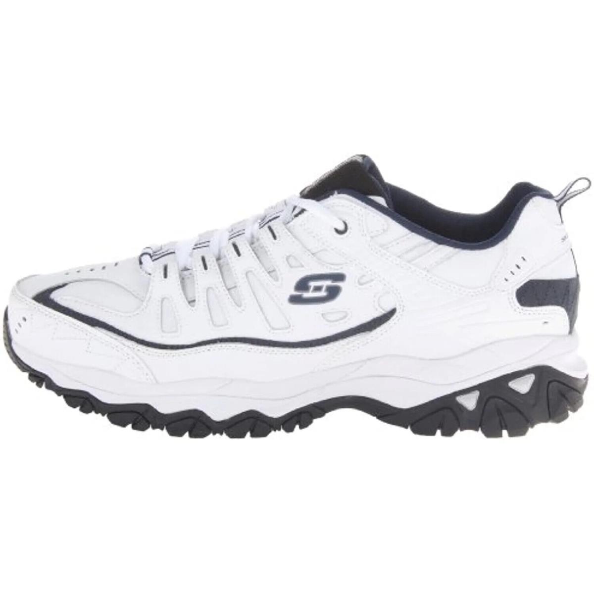 Mens Skechers After Burn Memory Fit Reprint White Leather Training Shoes - White