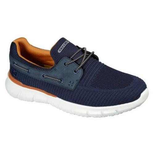 Mens Skechers Del Retto Clean Slate Navy Knit Boat Shoes