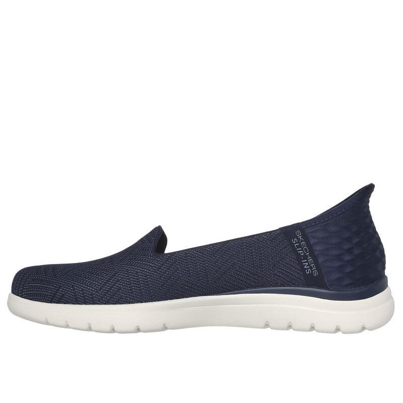 Womens Skechers Slip-ins ON The GO Flex-clover Navy White Mesh Shoes - Blue