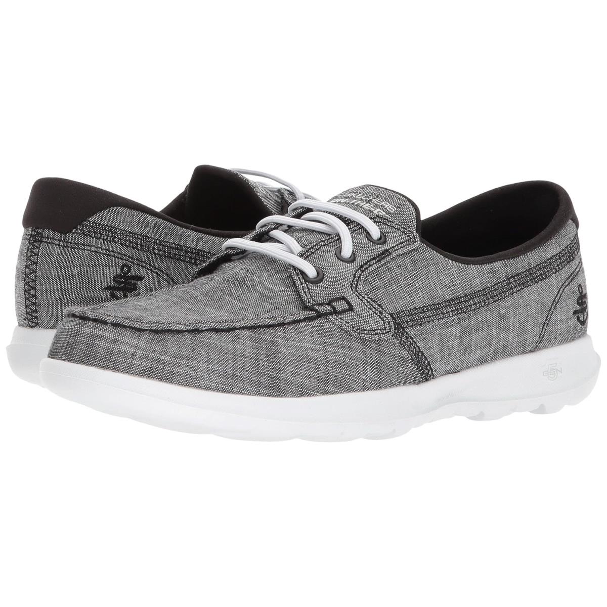 Woman`s Boat Shoes Skechers Performance Gowalk Lite - Isla - Black/White