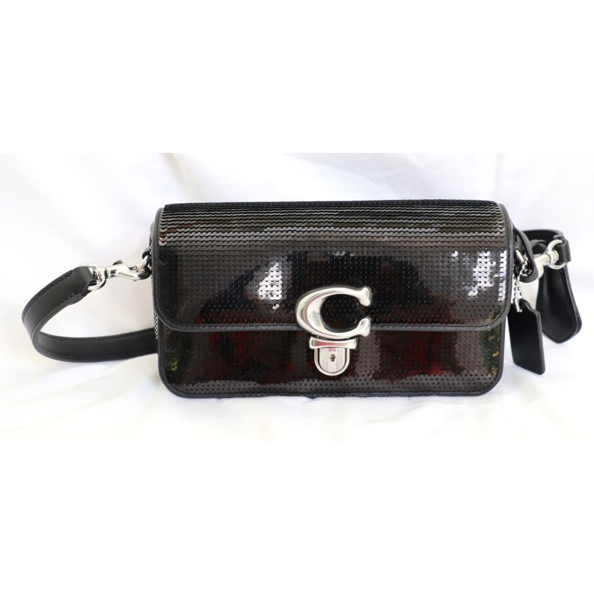 Coach Black Studio Baguette Sequins Shoulder Bag Crossbody CM428