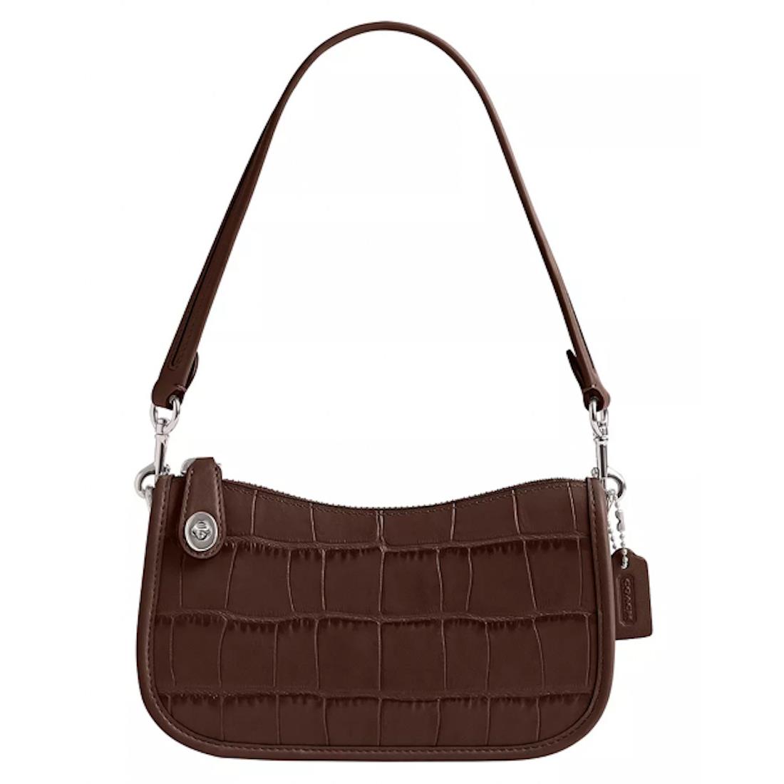 Coach Embossed Croc Leather Swinger 20 Shoulder Bag Lh/maple