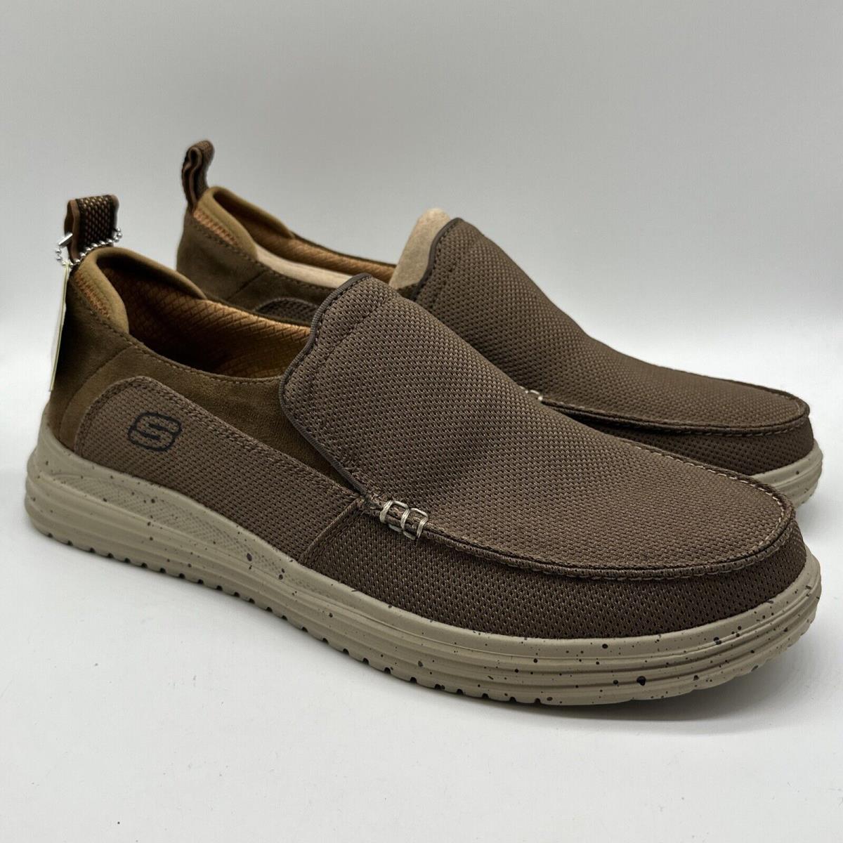 Skechers Proven Renco Men`s 13 Shoes Loafers Brown Lightweight Comfort Slip On