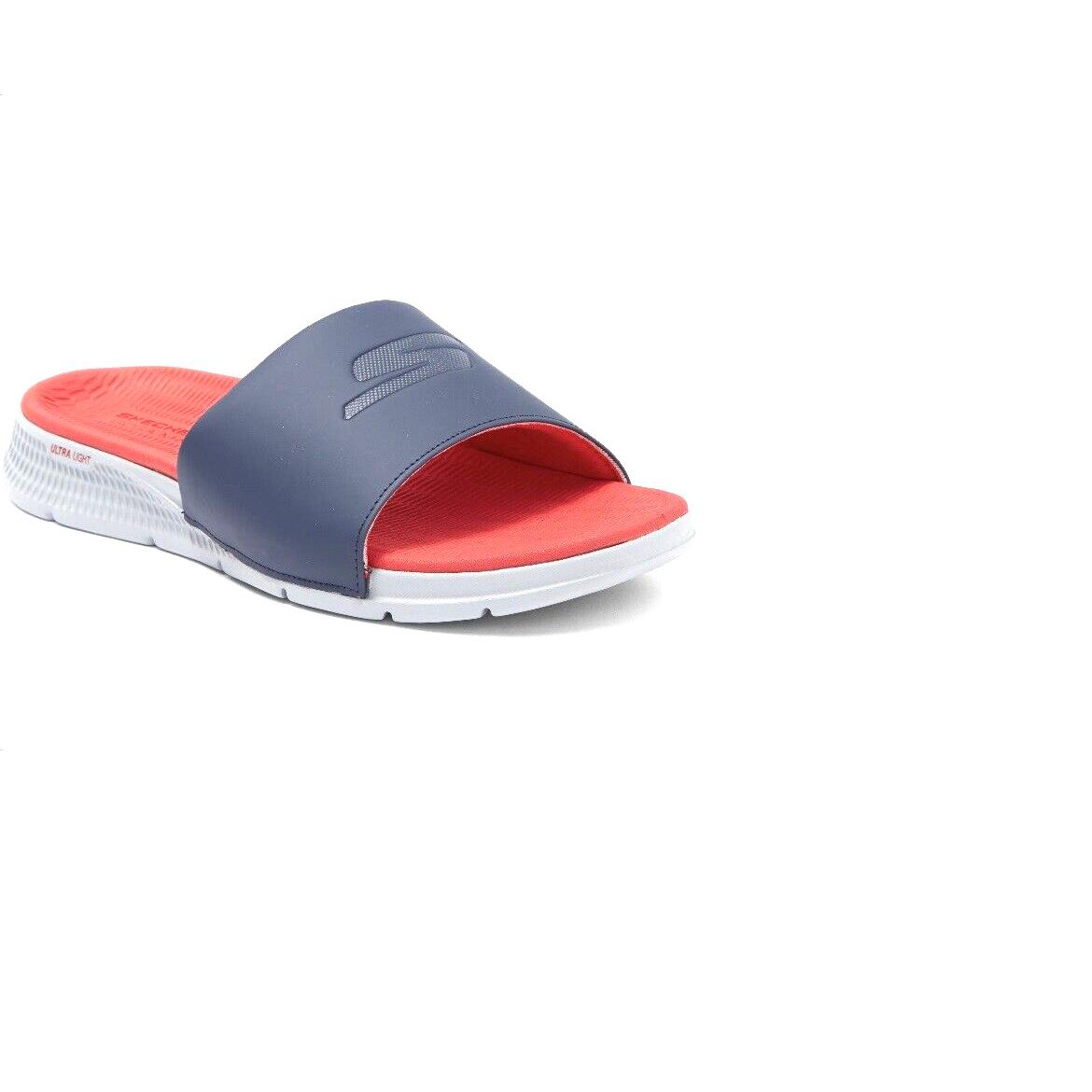 Skechers Go Consistent Blue Gray Red Men`s Flip Flops Sandal Shoes Size 12