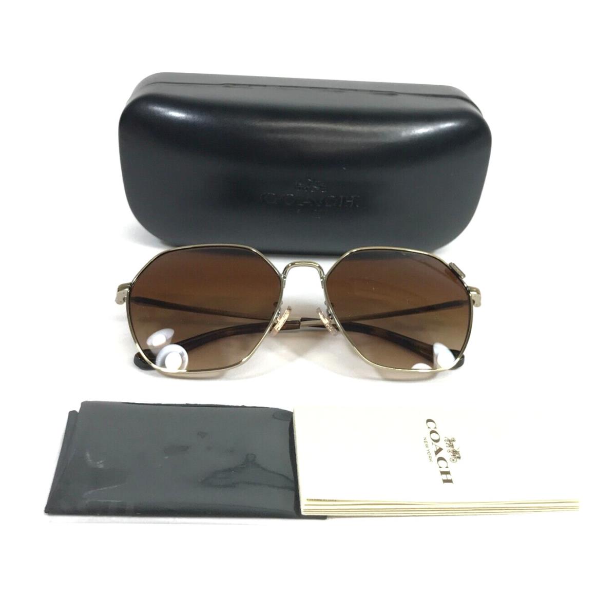 Coach Sunglasses HC7132 C7998 900574 Shiny Light Gold Frames w/ Gradient Lenses