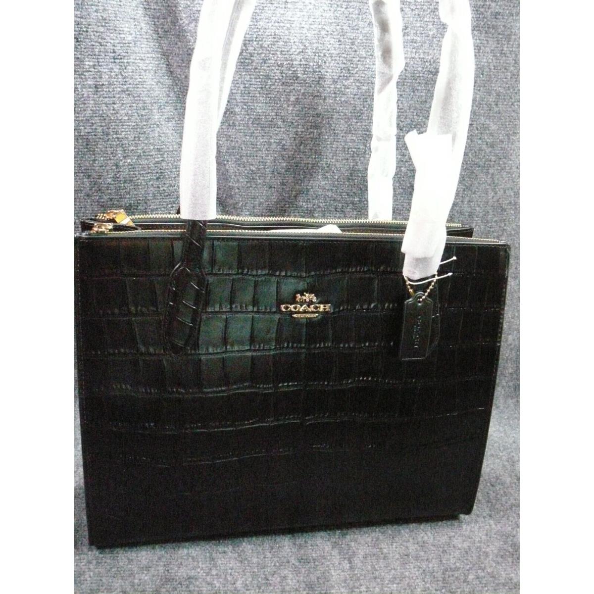 Coach Nina Tote Croc Purse Handbag Black Packaging