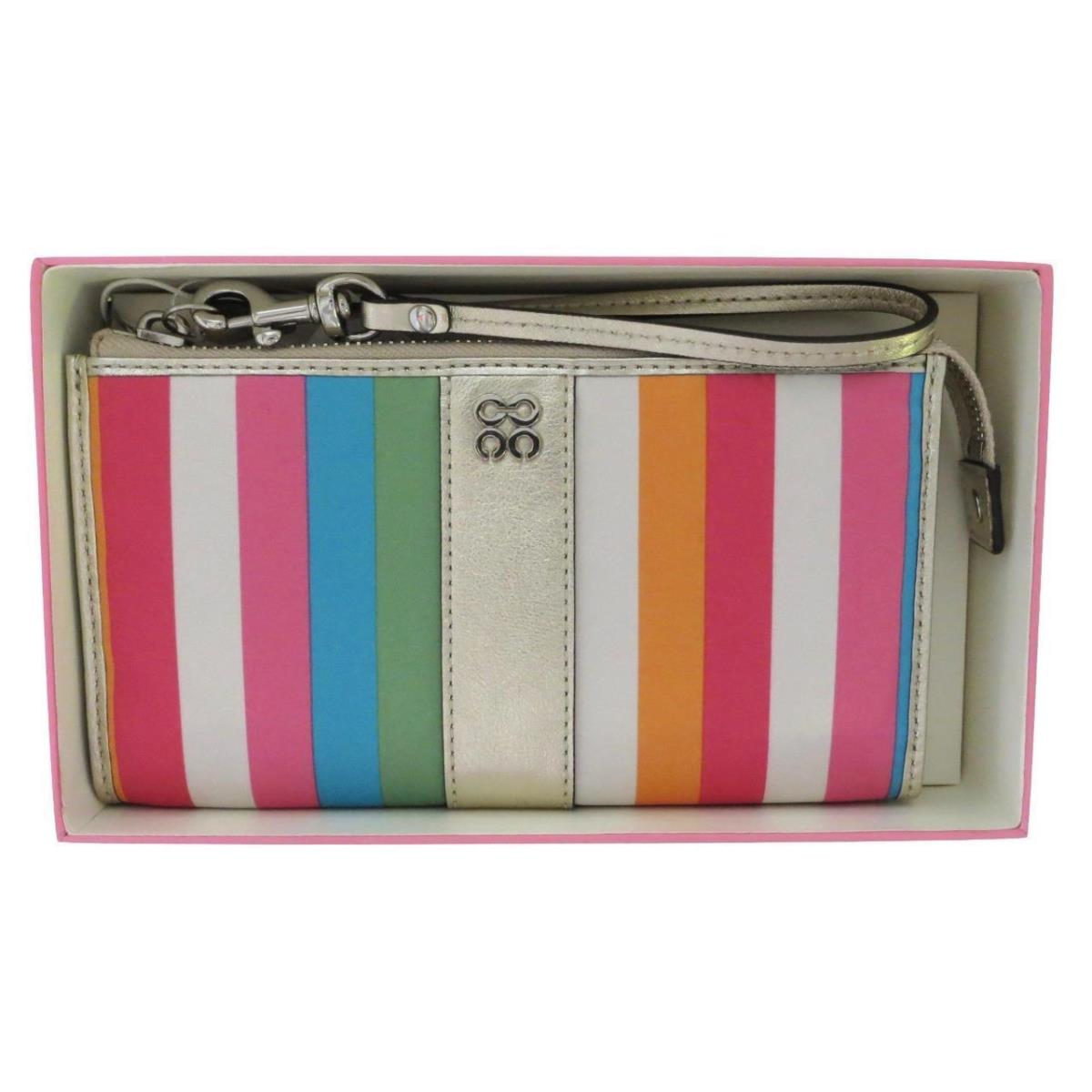 Gift Boxed Coach Julia Multicolor Legacy Striped Zip Wallet Wristlet 46807B