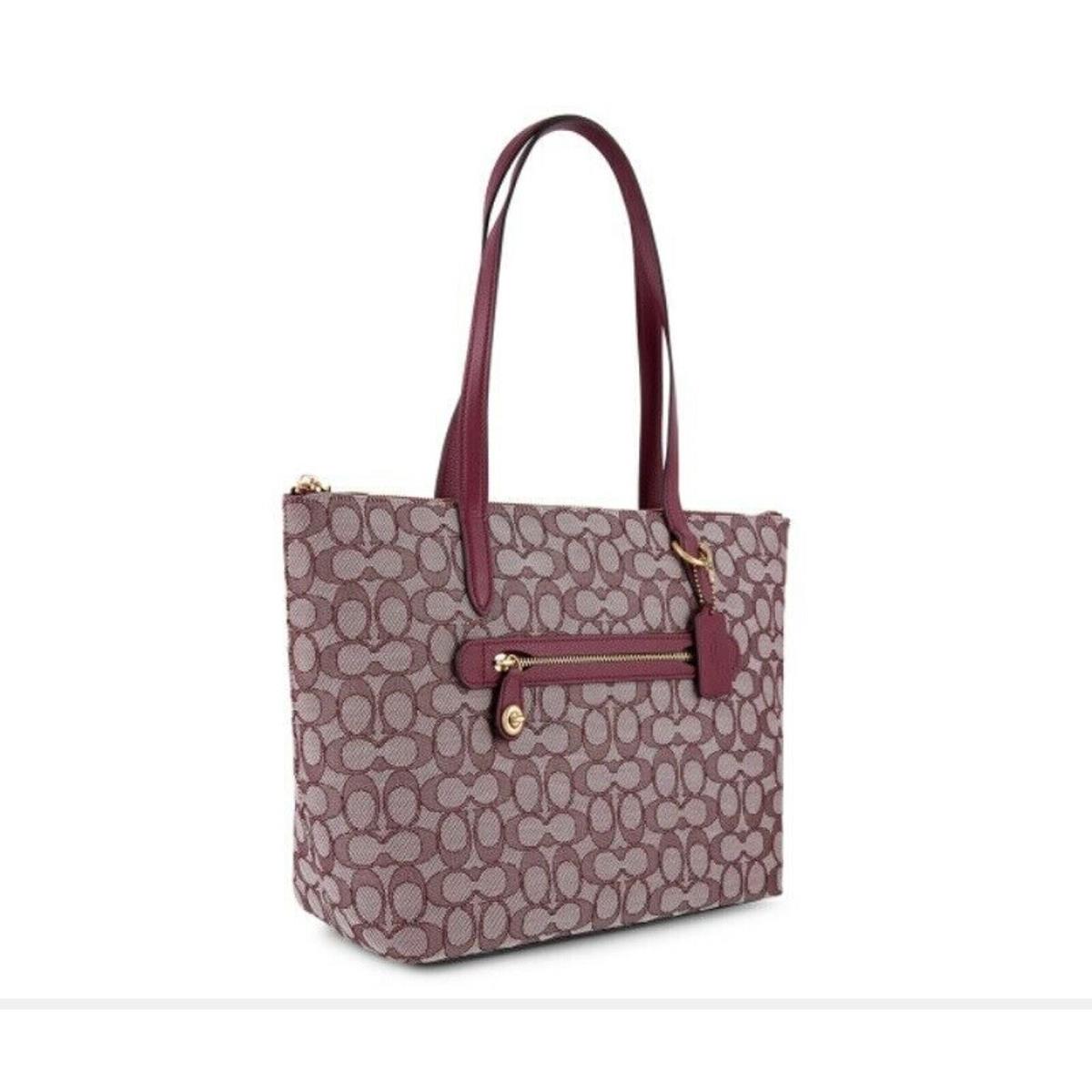 Coach Signature Jacquard Taylor Tote Dark Cherry