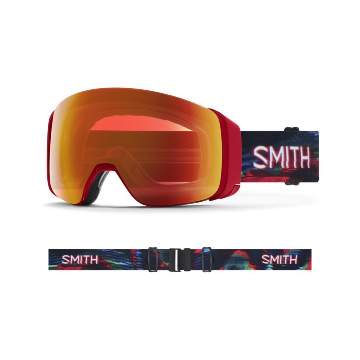 Smith 4D Mag Snow Goggles 2024 L9927044 Crimson Glitch Hunter w/ ChromaPop Everyday Red