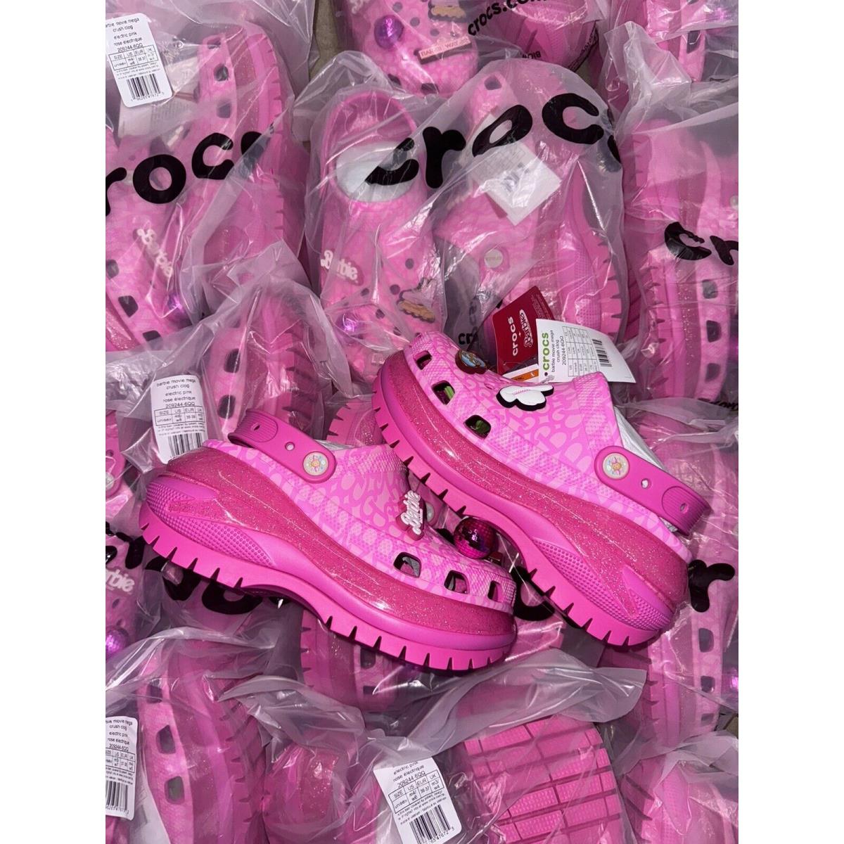 Ships Now Pink Womens Sizes 6-10 Crocs x Barbie Mega Crush Clog Shoes