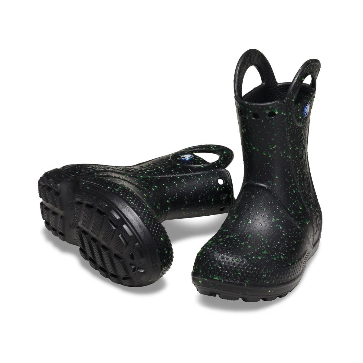 Children Unisex Boots Crocs Kids Handle it Rain Boot Little Kid/toddler Black Glow in the Dark