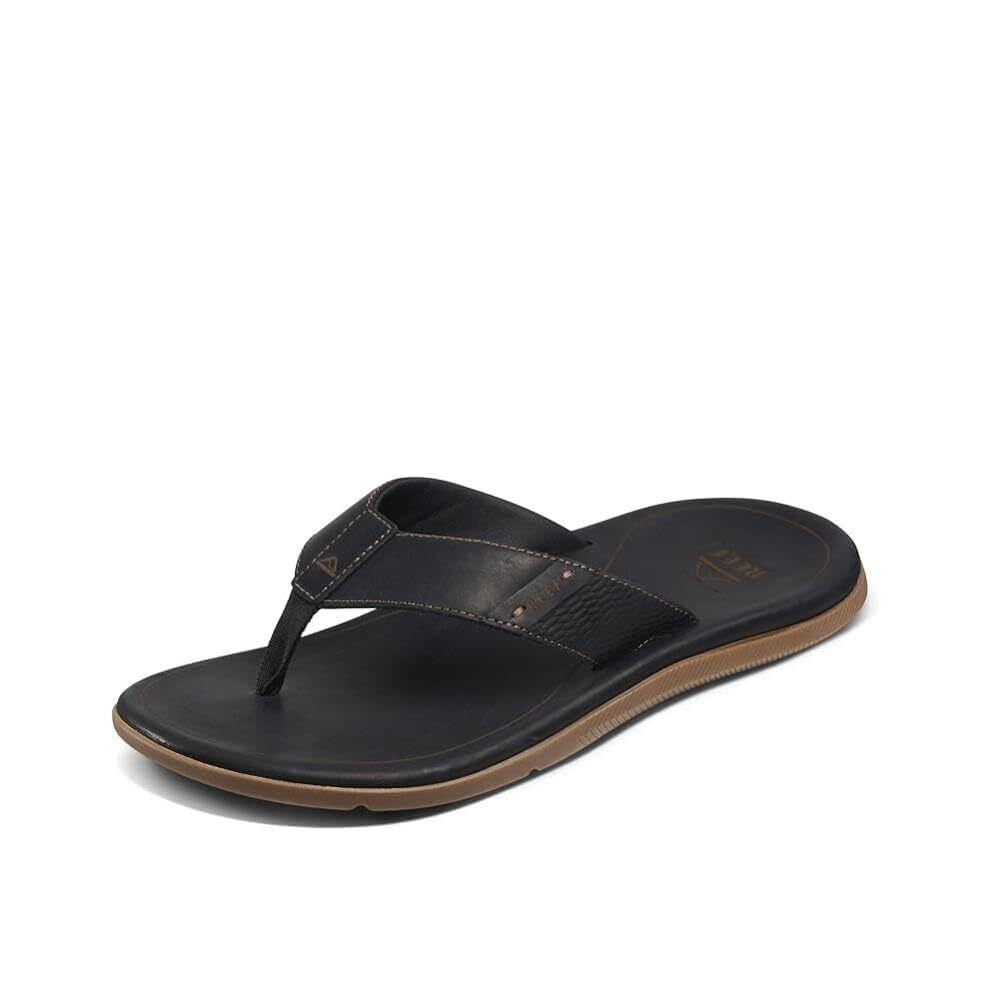 Reef Leather Santa Ana Mens Sandals Black - 13 Medium