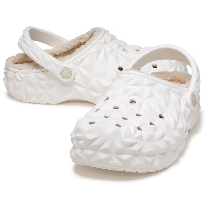 Crocs Classic Lined Geometric Clog White Women s Size 8 - Men s Size 6 - White