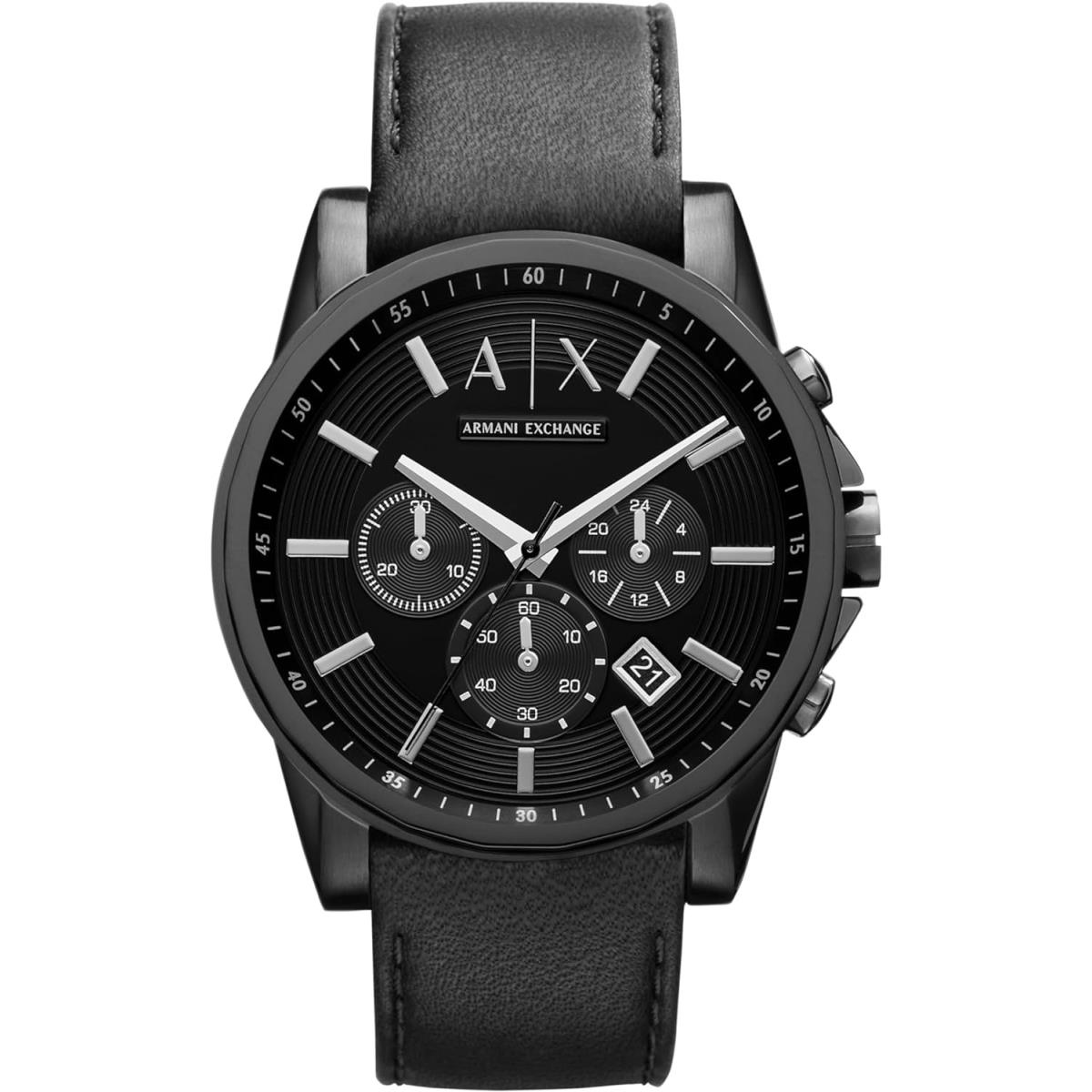 Armani Exchange Men`s Chronograph Watch with Band Options Black/Black Leather