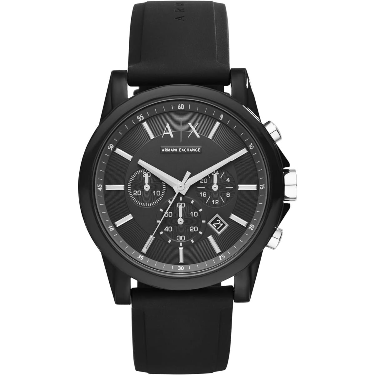 Armani Exchange Men`s Chronograph Watch with Band Options Black/Black Silicone