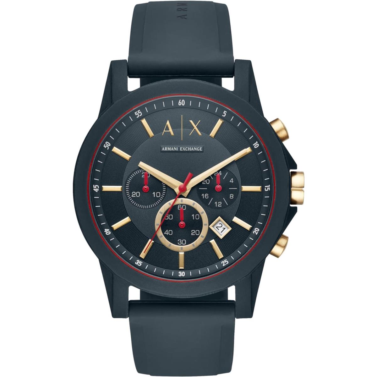 Armani Exchange Men`s Chronograph Watch with Band Options Gold/Blue Silicone