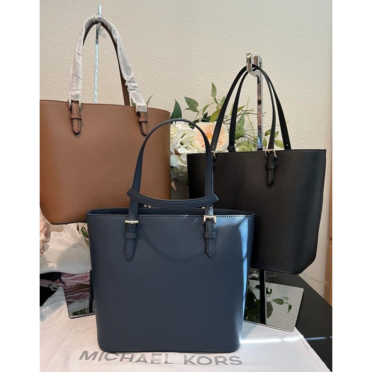 Michael Kors Jet Set Double Handle Front Pocket Tote Brown Black or Navy Blue