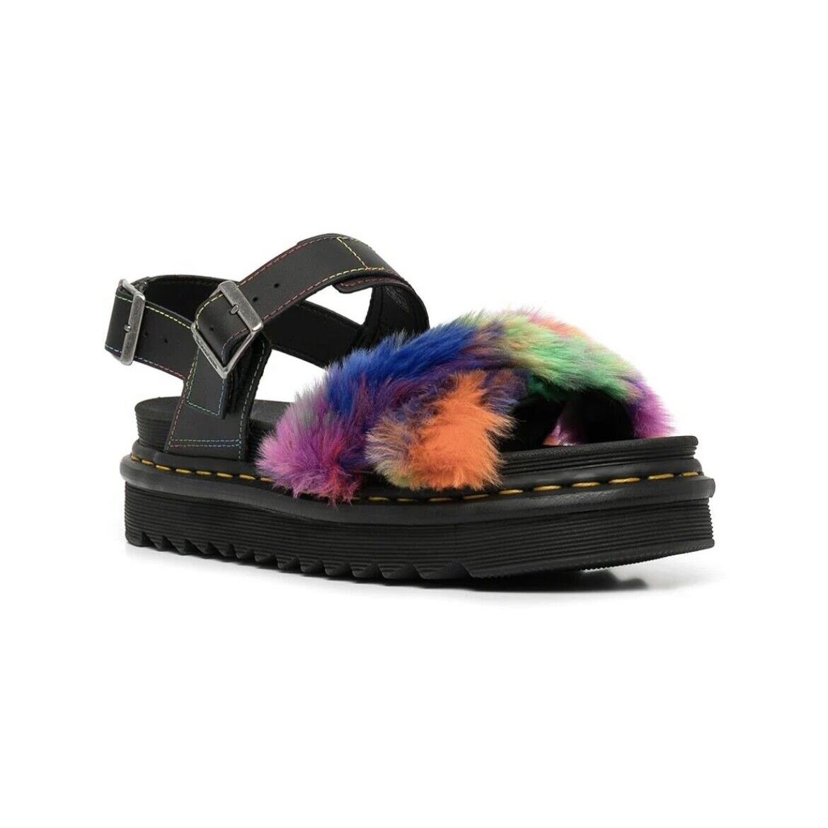 Dr. Martens Dr Marten Voss 2 Fluffy Women Fur Sandal Black Multicolor Fashion Shoe