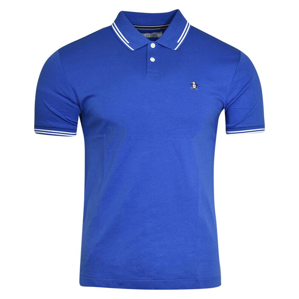 Original Penguin Men`s Polo Shirt Short Sleeve Cotton Classic Blue - Classic Blue