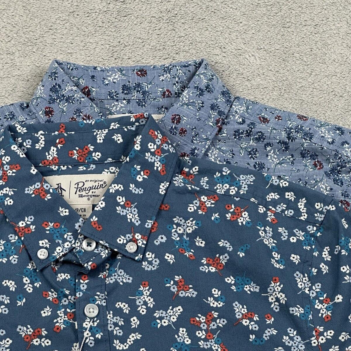 Lot OF 2 Original Penguin Button Up Men`s Small Floral Shirt Short Sleeve