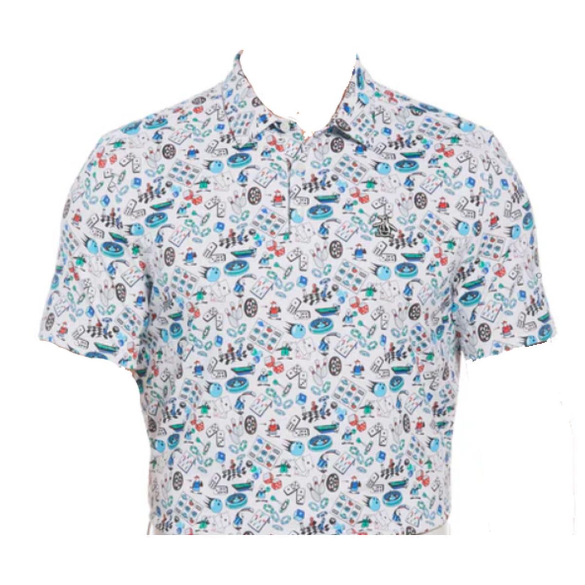 Original Penguin Polo Shirt Novelty Games Print Bright White Medium